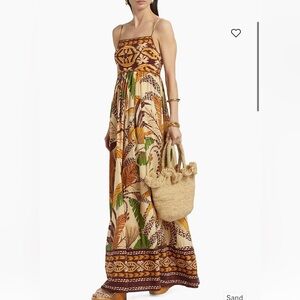 NWT Farm Rio Foliage Sketch Sand maxi dress